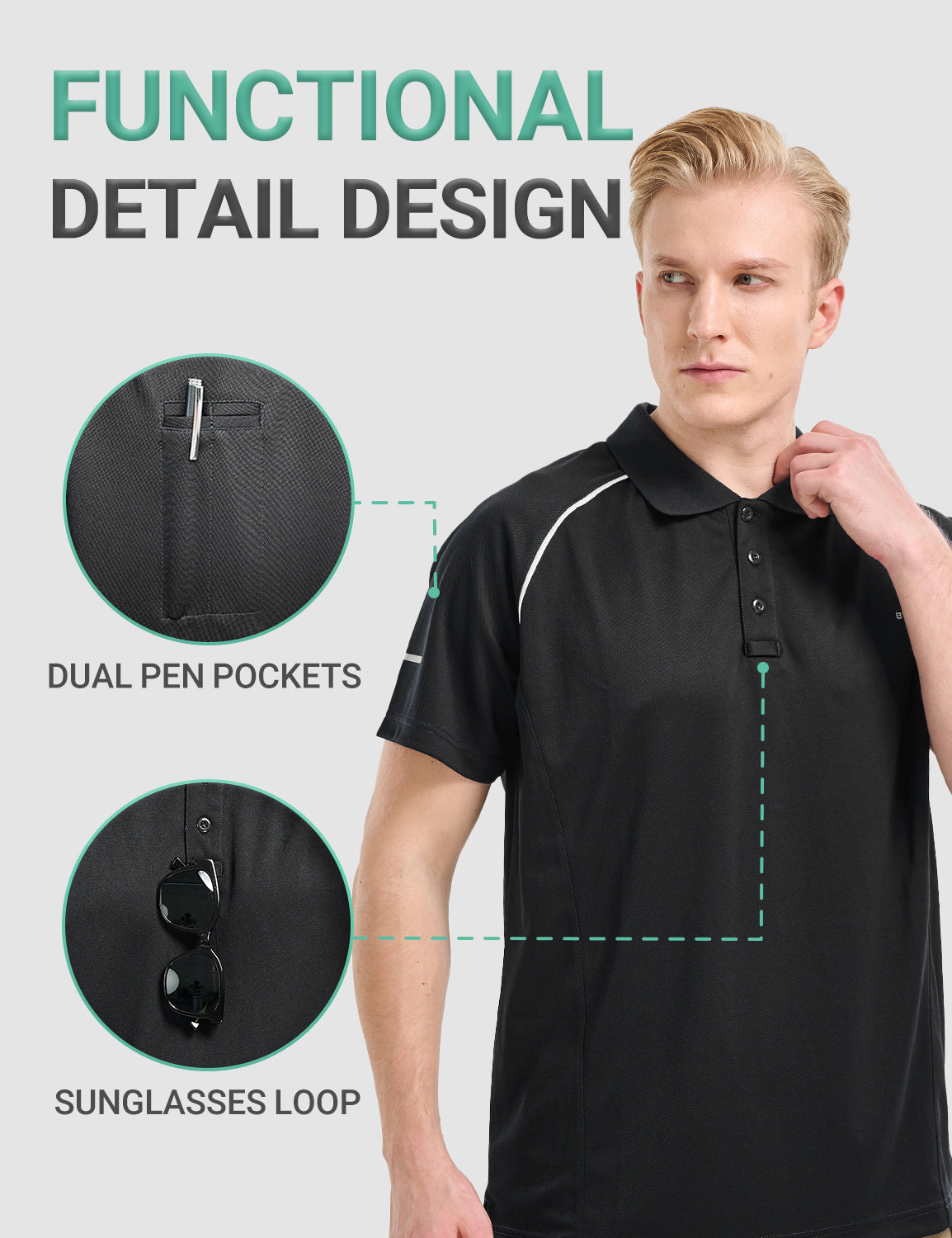 BVVU Mens Outdoor Polo Shirt Long Short Sleeves Performance Tactical Golf T-Shirts Moisture Wicking Collared Tennis Tees