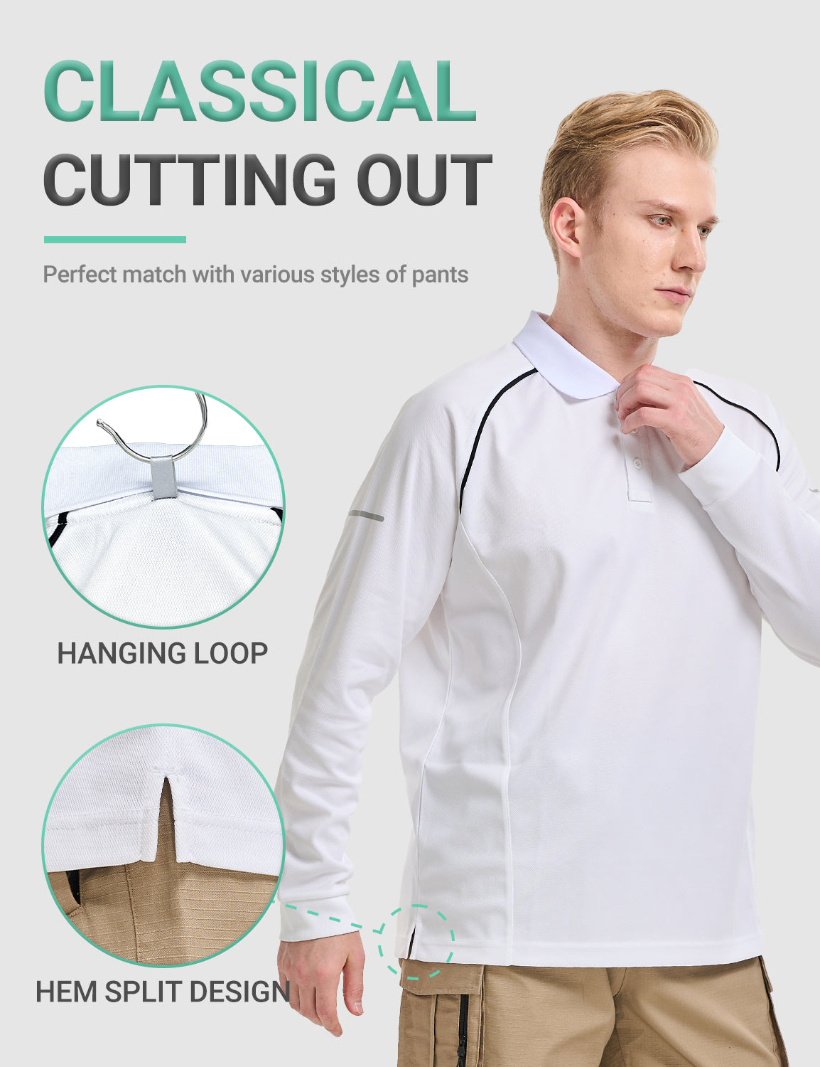 BVVU Mens Outdoor Polo Shirt Long Short Sleeves Performance Tactical Golf T-Shirts Moisture Wicking Collared Tennis Tees