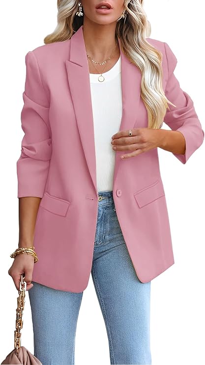 Womens Casual Blazers Open Front Long Sleeve Work Office Jackets Blazer