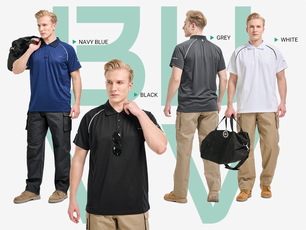 BVVU Mens Outdoor Polo Shirt Long Short Sleeves Performance Tactical Golf T-Shirts Moisture Wicking Collared Tennis Tees