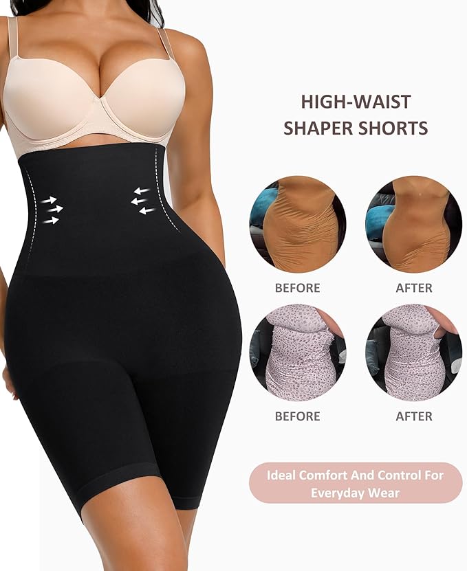 Olavrcby Women's High Waisted Thigh Slimmer Shapewear Shorts Tummy Control Seamless Body Shaper Butt Lift Shorts Under Dress