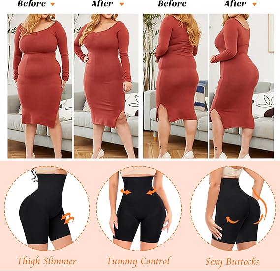 Olavrcby Women's High Waisted Thigh Slimmer Shapewear Shorts Tummy Control Seamless Body Shaper Butt Lift Shorts Under Dress