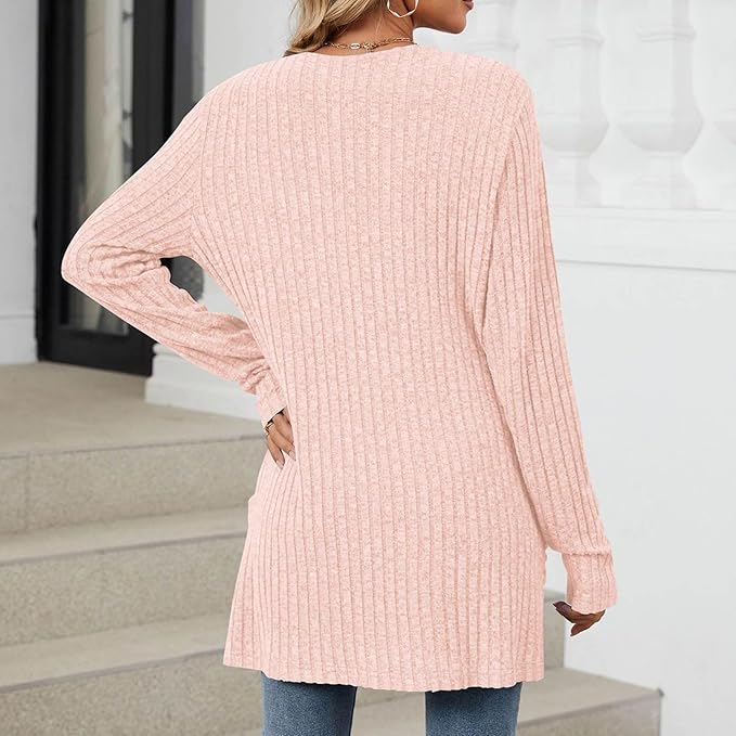 Women's 2024 Fall Lightweight Cardigan Long Sleeve Open Front Knit Cardigan Sweater with Pockets