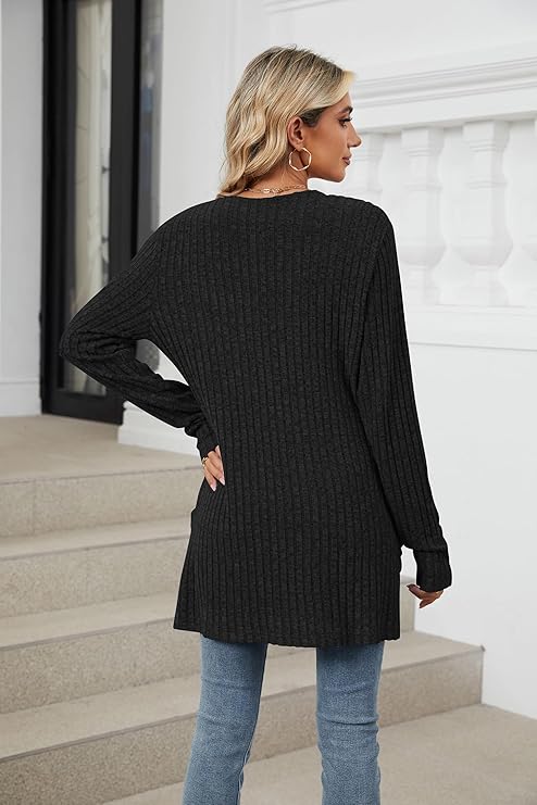 Women's 2024 Fall Lightweight Cardigan Long Sleeve Open Front Knit Cardigan Sweater with Pockets