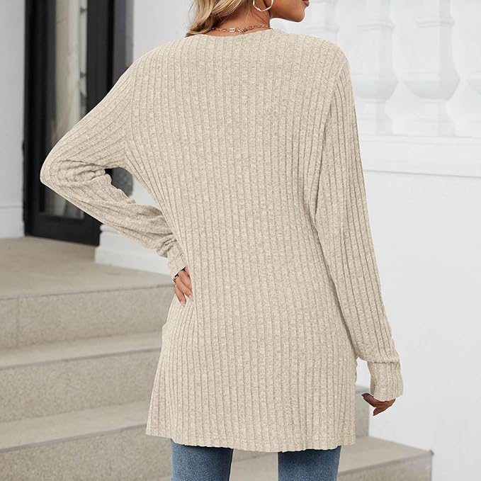 Women's 2024 Fall Lightweight Cardigan Long Sleeve Open Front Knit Cardigan Sweater with Pockets