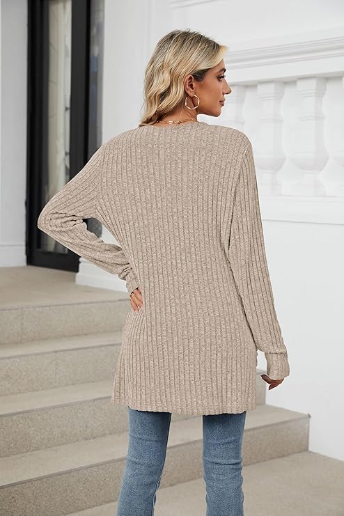 Women's 2024 Fall Lightweight Cardigan Long Sleeve Open Front Knit Cardigan Sweater with Pockets