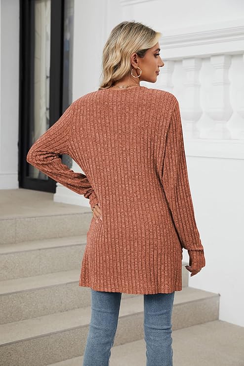 Women's 2024 Fall Lightweight Cardigan Long Sleeve Open Front Knit Cardigan Sweater with Pockets