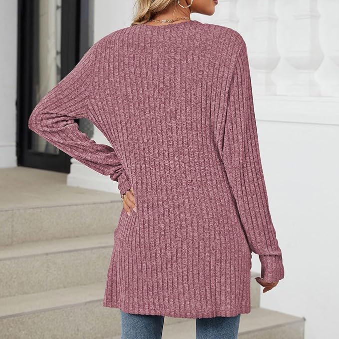 Women's 2024 Fall Lightweight Cardigan Long Sleeve Open Front Knit Cardigan Sweater with Pockets