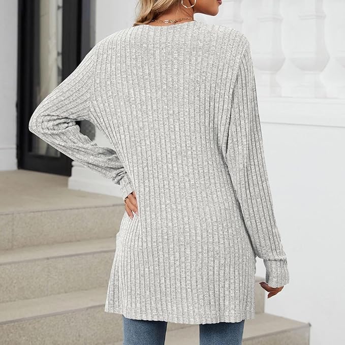 Women's 2024 Fall Lightweight Cardigan Long Sleeve Open Front Knit Cardigan Sweater with Pockets