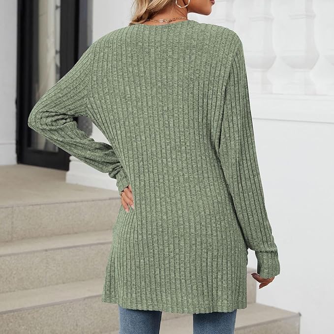 Women's 2024 Fall Lightweight Cardigan Long Sleeve Open Front Knit Cardigan Sweater with Pockets